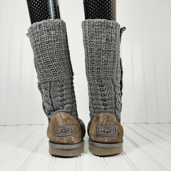 UGG Australia Womens Gray Button Cable Knit Leland Fold Over Boot 1000464 I181 - Picture 6 of 11